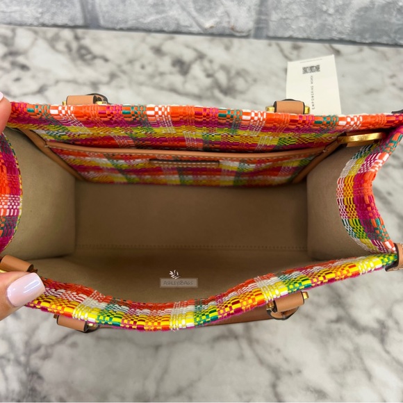 Tory Burch Blake Small Plaid Tote In Tory In Poppy Red Multi - Picture 7 of 10